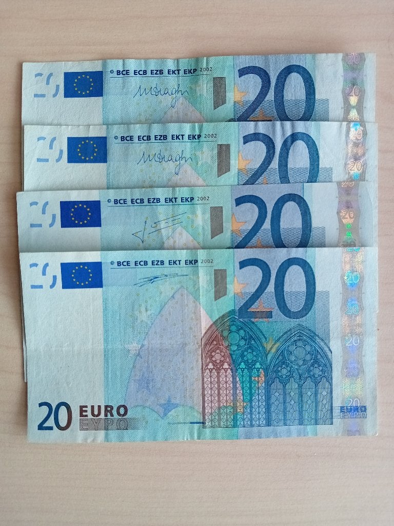 4 x 20 euro biljetten 1ste serie, Ophalen of Verzenden, Overige landen, 20 euro, Setje