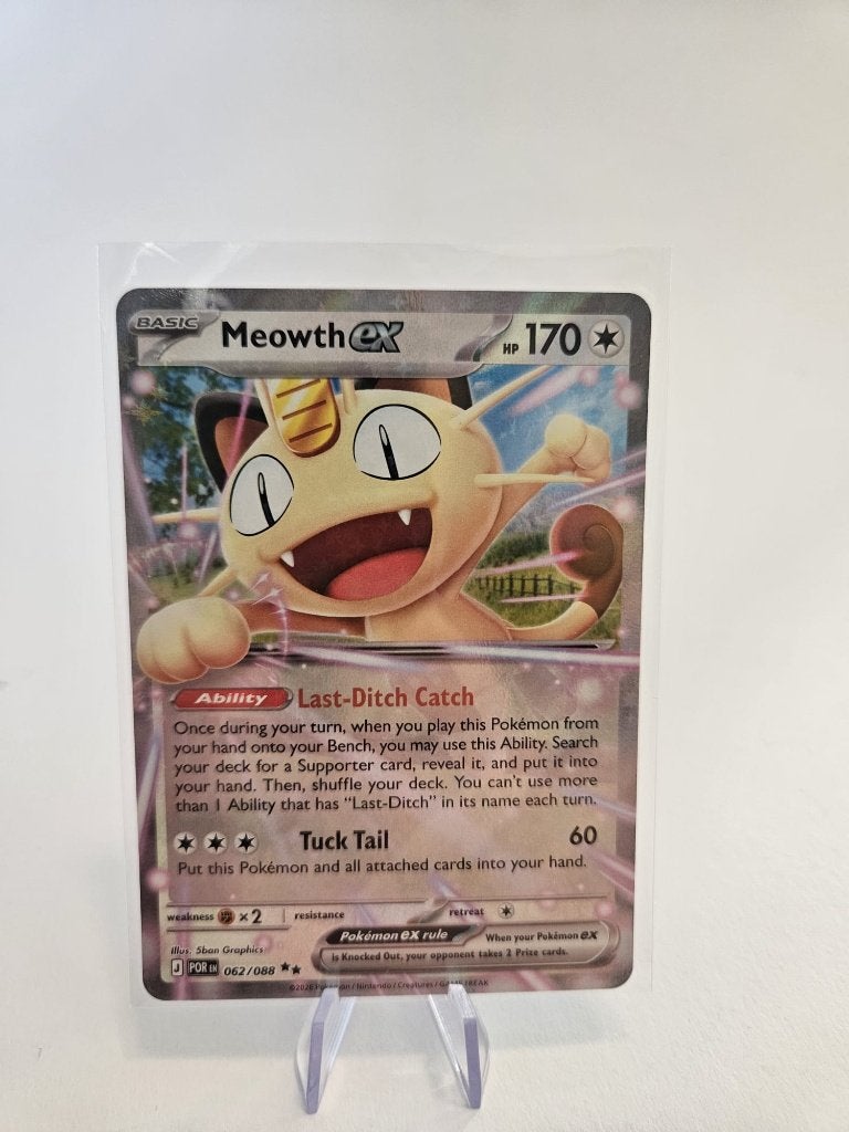 Meowth ex 062/088 Pokémon Perfect Order – Near Mint, Ophalen of Verzenden, Zo goed als nieuw, Losse kaart, Foil