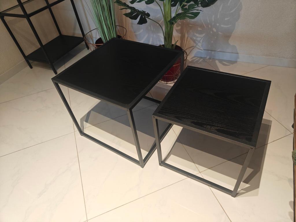 Set van 2 zwarte bijzettafels - Modern design, Minder dan 45 cm, Minder dan 55 cm, Verzenden, Vierkant