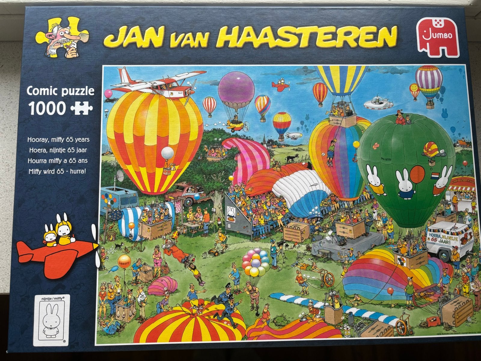 Jan van Haasteren Comic Puzzel - Hoera, Nijntje 65 jaar, Ophalen of Verzenden, 500 t/m 1500 stukjes, Zo goed als nieuw, Legpuzzel