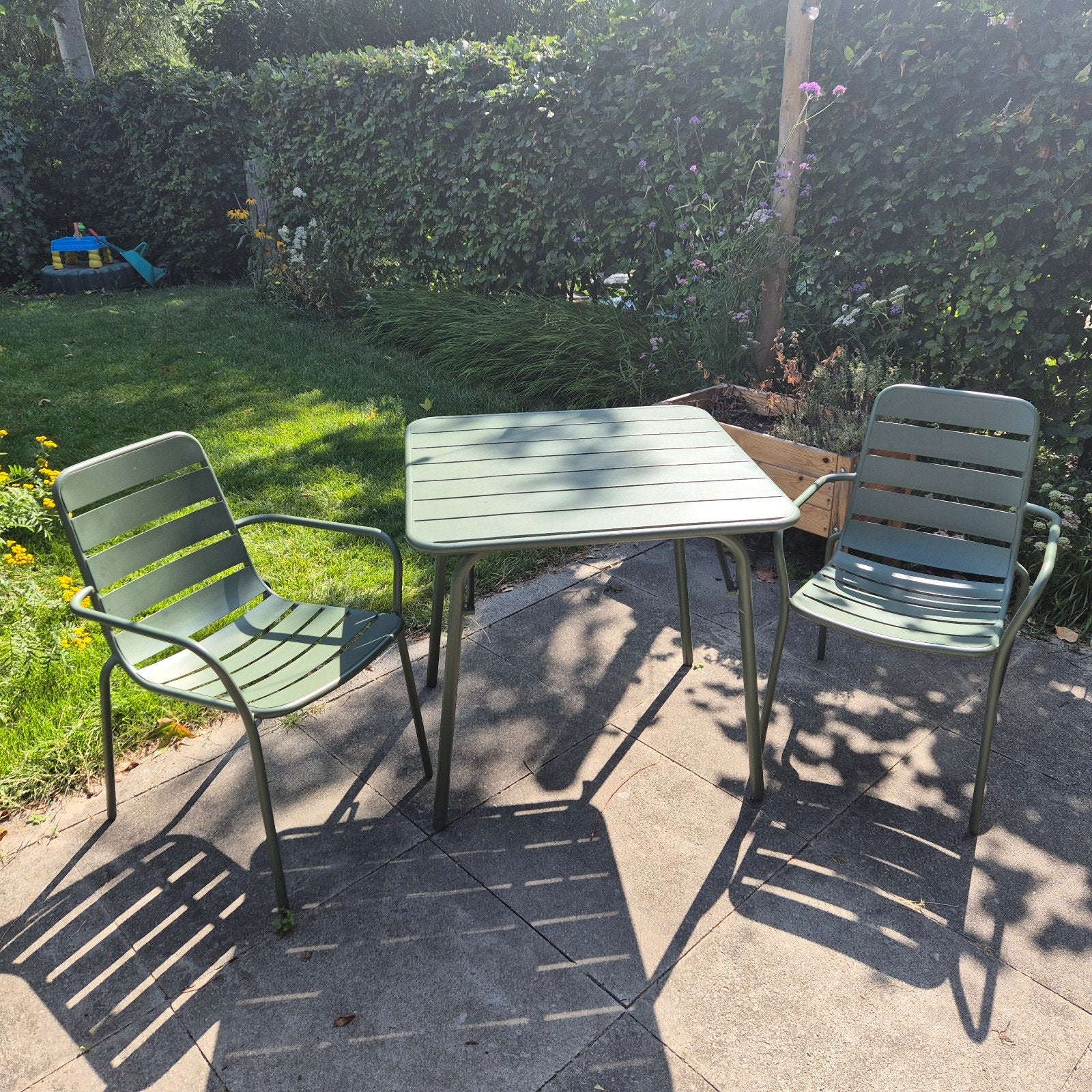Intratuin tuintafel en stoelen groen, Overige materialen, Gebruikt, Eettafel, Tuinset