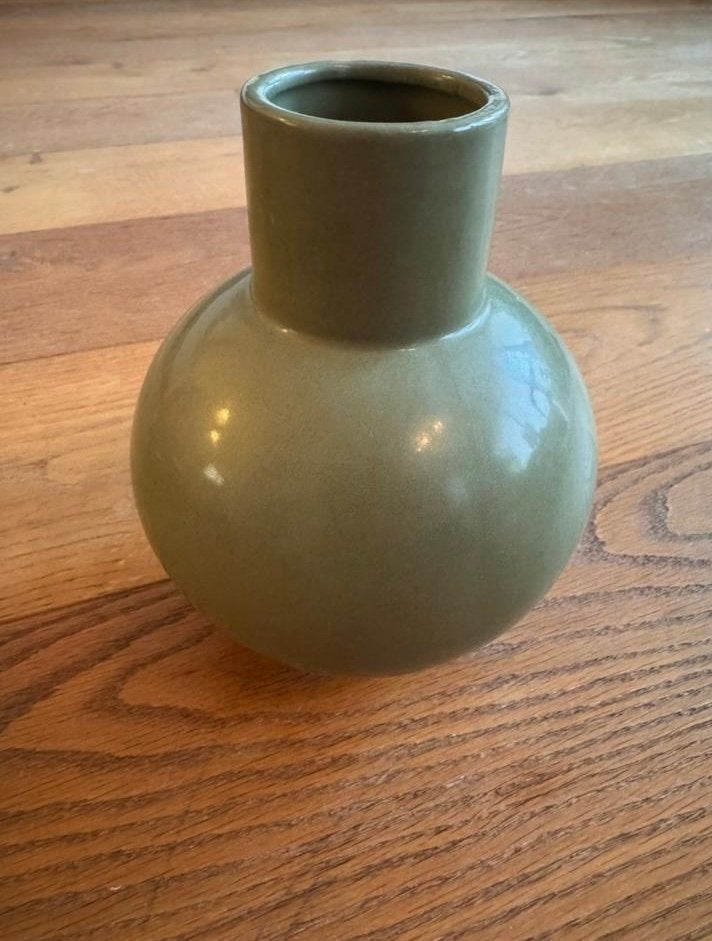 Set van 3 decoratieve vazen: groen, olijfgroen en geel, Ophalen of Verzenden