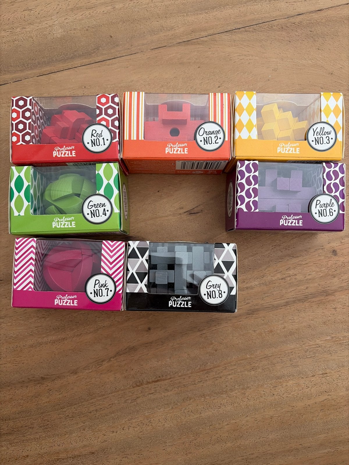 Professor Puzzle Houten Breinbrekers Set - 7 Stuks, Ophalen of Verzenden, Minder dan 500 stukjes, Zo goed als nieuw, Rubik's of 3D-puzzel