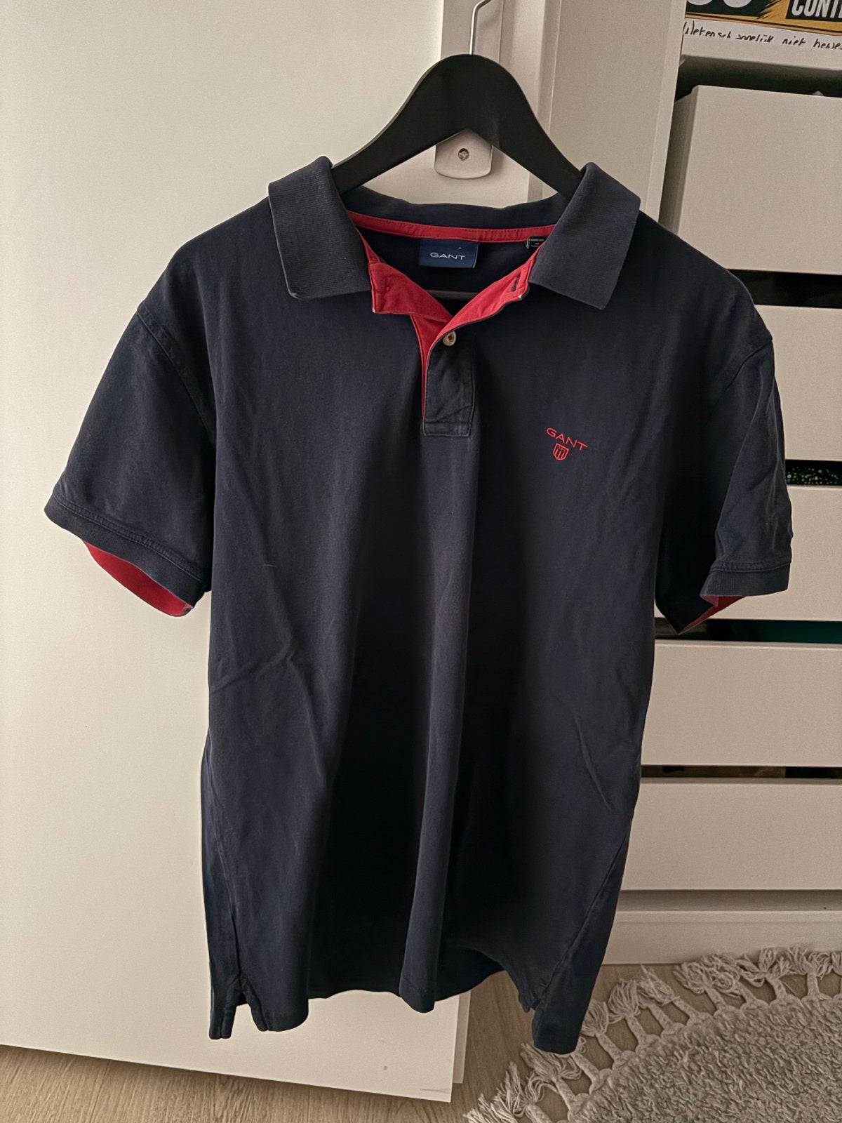 Mooie Gant polo - Donkerblauw met rood, Ophalen of Verzenden, Gedragen, Overige maten, Blauw