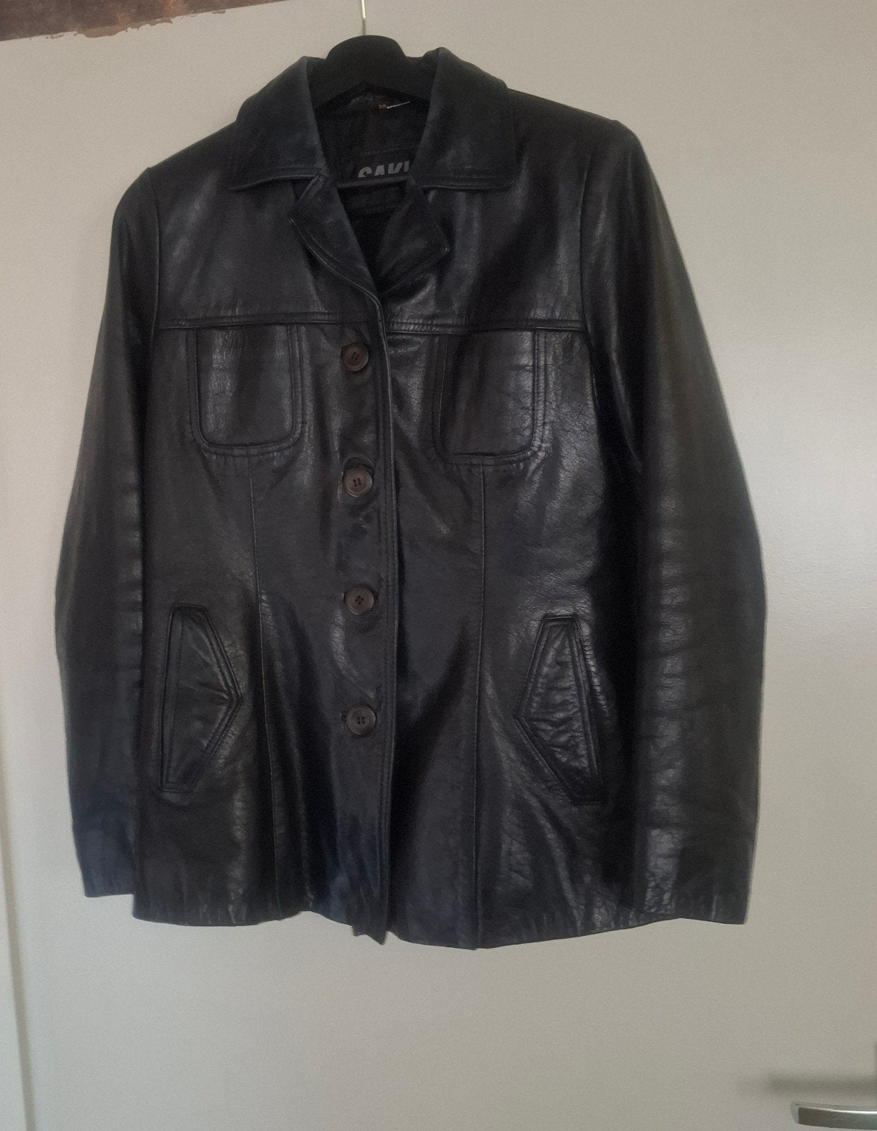 stoere leren jas van Saki Leather, maat 38, Kleding | Dames, Zwart, Zo goed als nieuw, Ophalen, Saki Leather