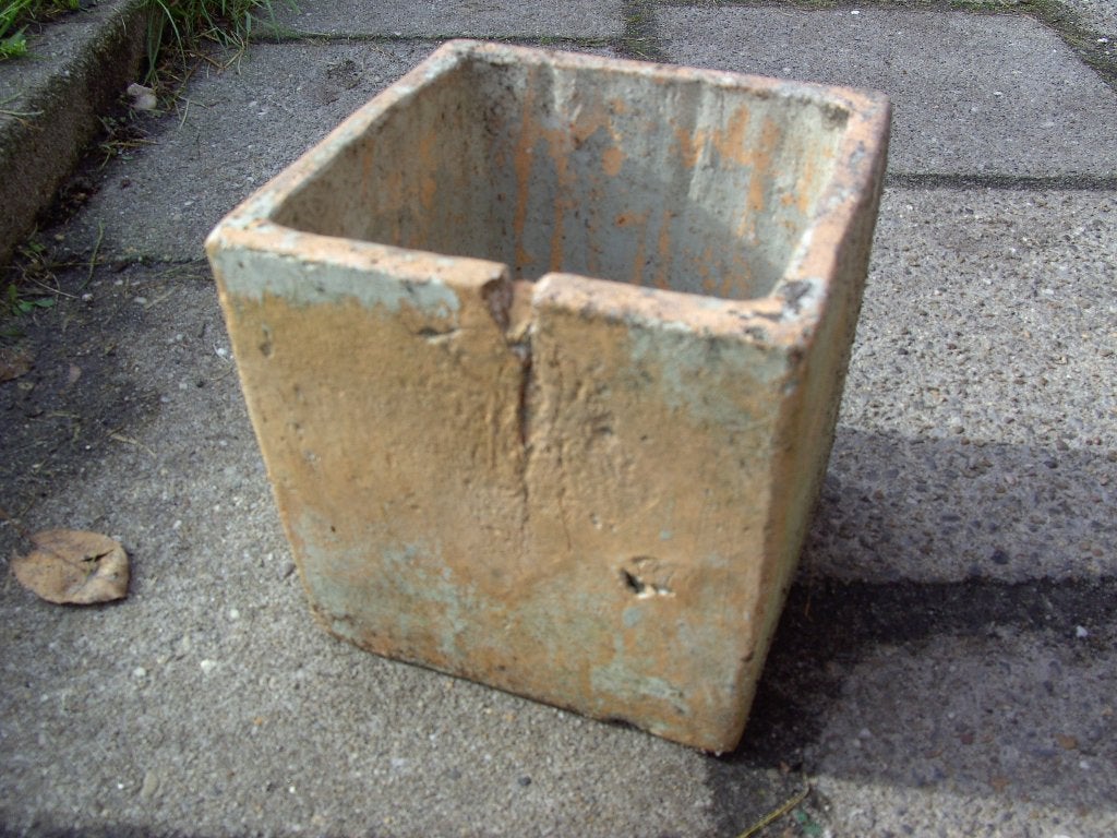 Oude bloempot terracotta., Tuin en Terras, Ophalen, Gebruikt, Vierkant, Binnen