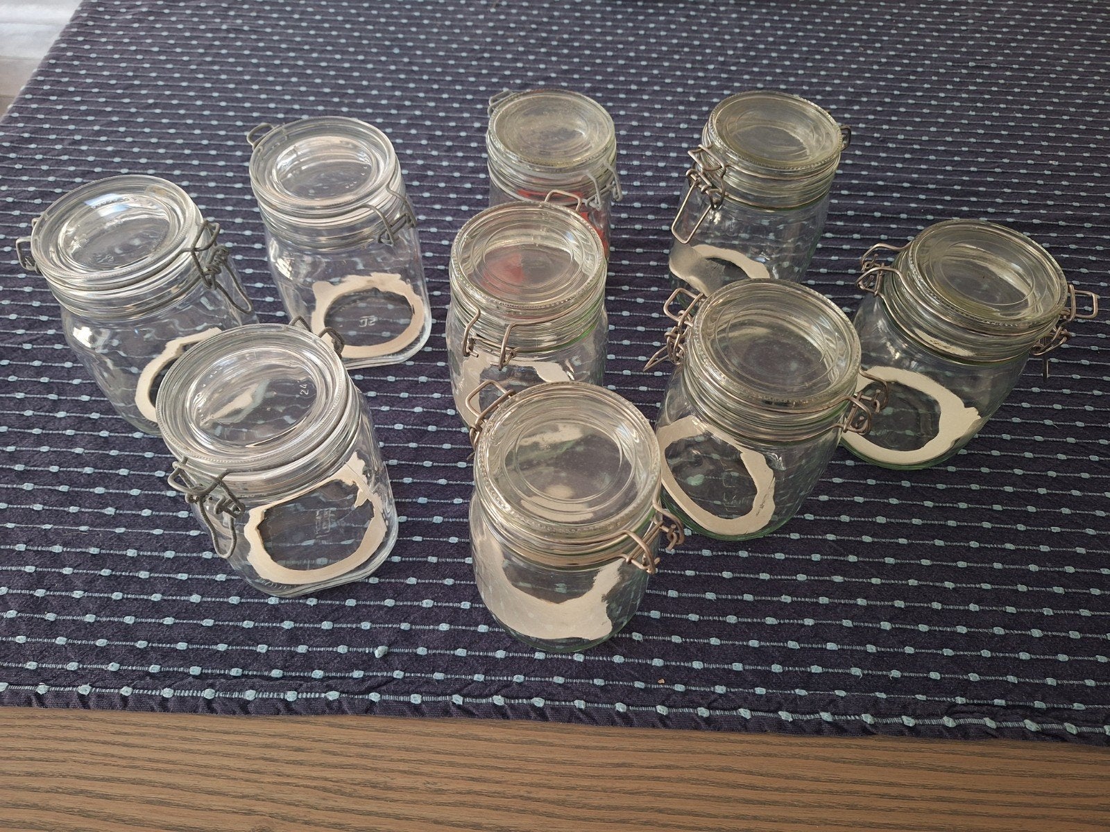 Set van 9 glazen voorraadpotten met beugelsluiting, Huis en Inrichting, Voorraadpot, Ophalen of Verzenden, Gebruikt, Glas