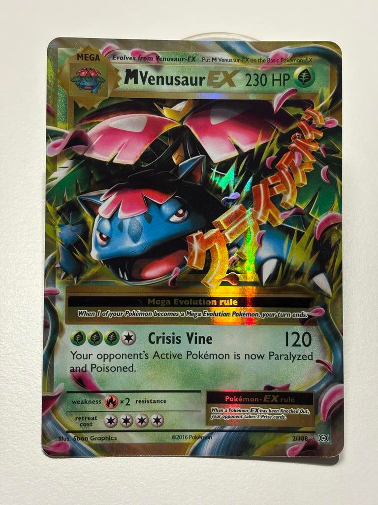 Mega Venusaur EX Pokémon Evolutions kaart, Ophalen of Verzenden, Zo goed als nieuw, Losse kaart, Foil