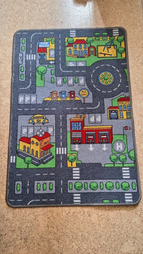 Vloerkleed auto's en wegen, 50 tot 100 cm, Zo goed als nieuw, Zwart, Rechthoekig