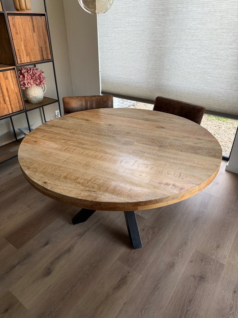 Ronde eettafel, Ophalen, Rond, Industrieel en modern, Zo goed als nieuw