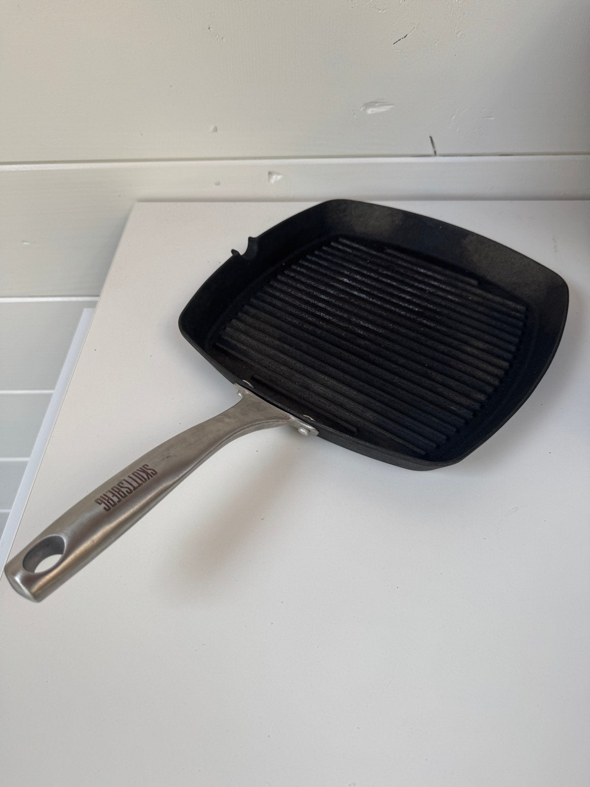 Skottsberg Gietijzeren Grillpan - Gebruikt, Huis en Inrichting, Gebruikt, Gietijzer, Overige typen, Met handvatten
