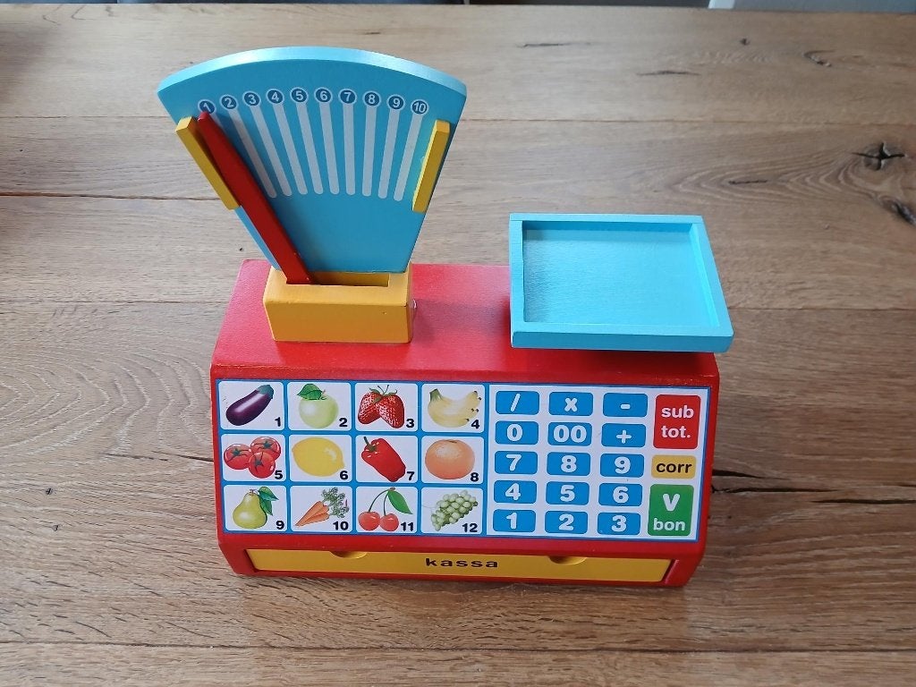 Houten speelgoed keukenweegschaal, Kinderen en Baby's, Speelgoed | Houten speelgoed, Ophalen of Verzenden, Zo goed als nieuw, Overige typen