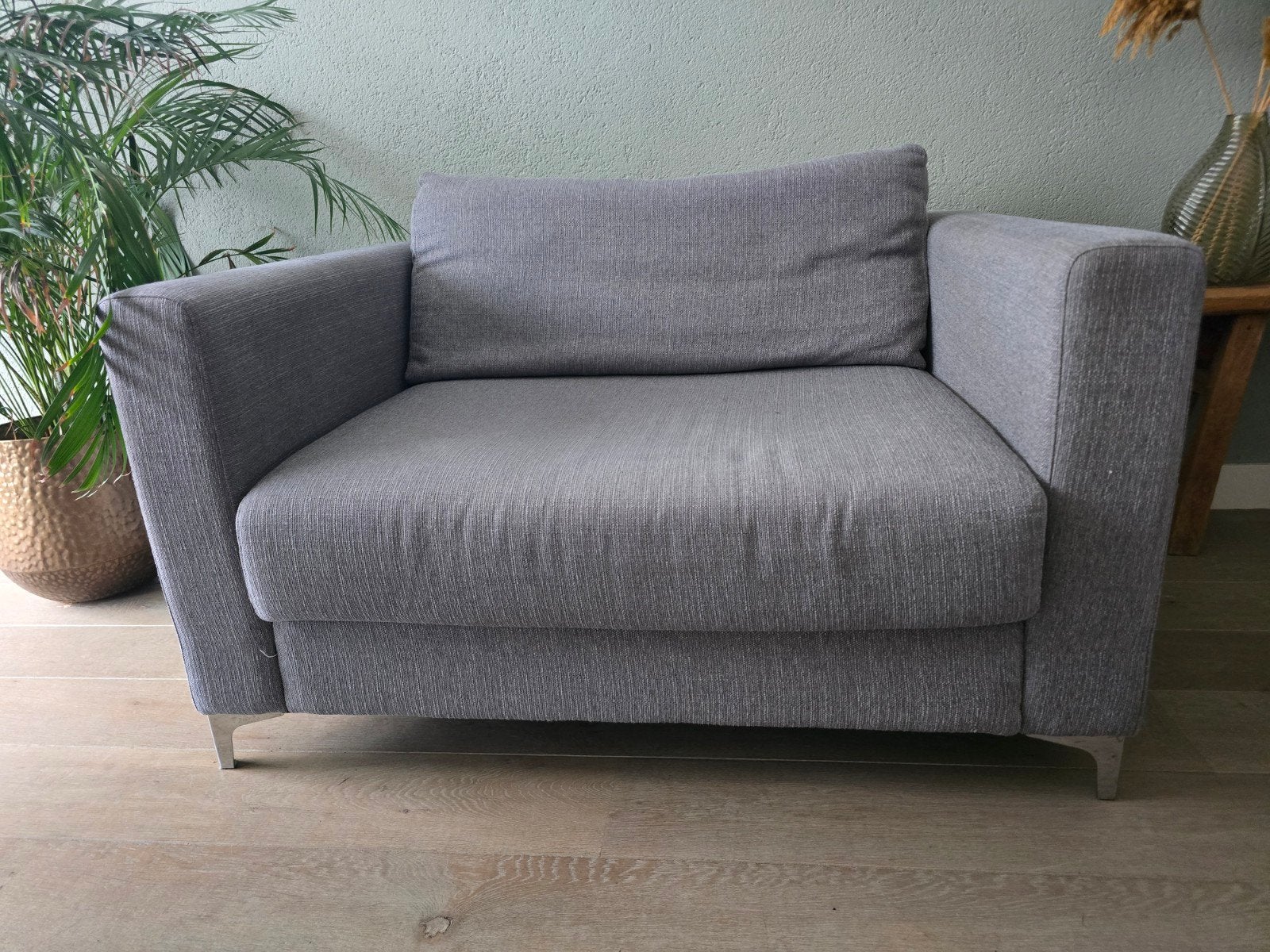 Gratis Love Seat - Lichtgrijs Stof - Snel Ophalen, Ophalen, Gebruikt, Tweepersoons, 75 tot 100 cm
