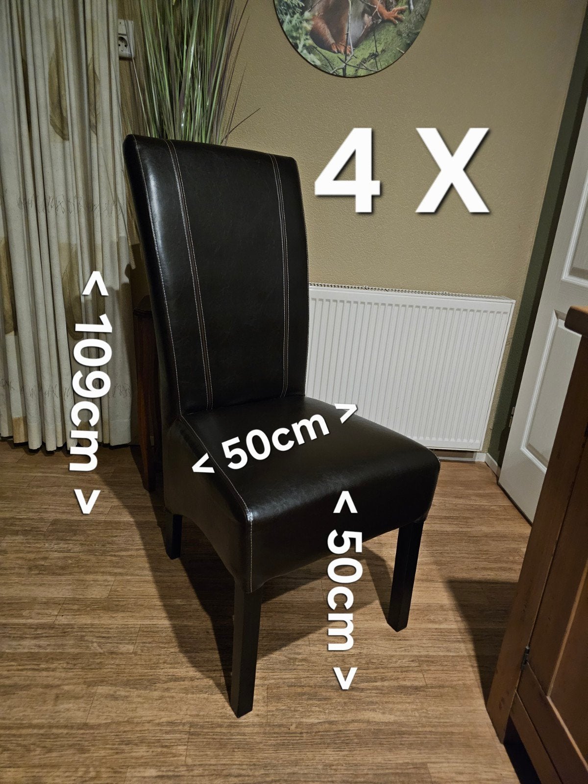 4 eetkamerstoelen GRATIS, Ophalen, Gebruikt, Bruin, Vier