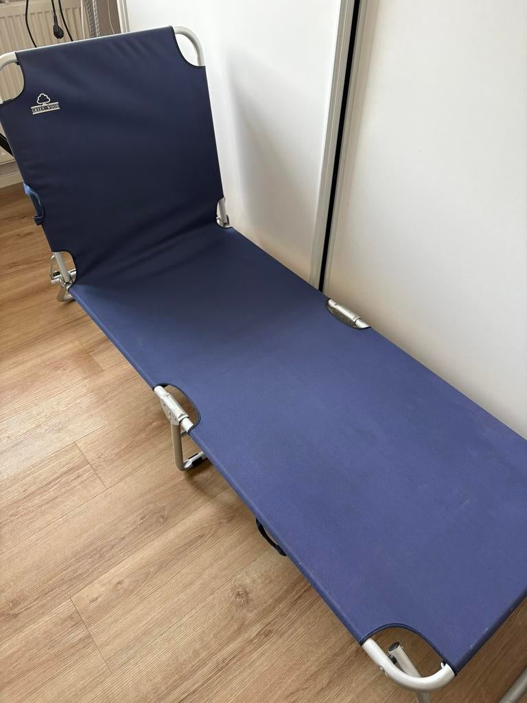 Green wood stretch bed voor tuin/strand/camping, Ophalen, Zo goed als nieuw