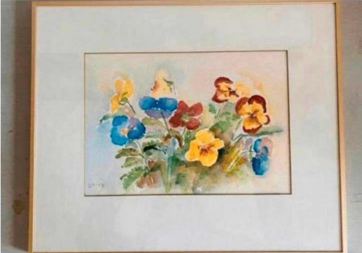 Schilderij aquarel in gouden lijst 42,5 x 35 cm, Antiek en Kunst, Kunst | Schilderijen | Klassiek, Ophalen