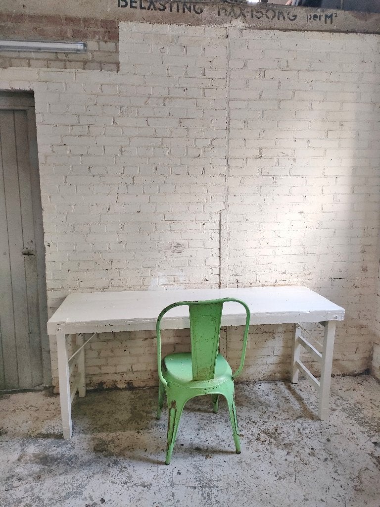 Brocante oude markttafel wit inklapbaar smalle tafel, Ophalen