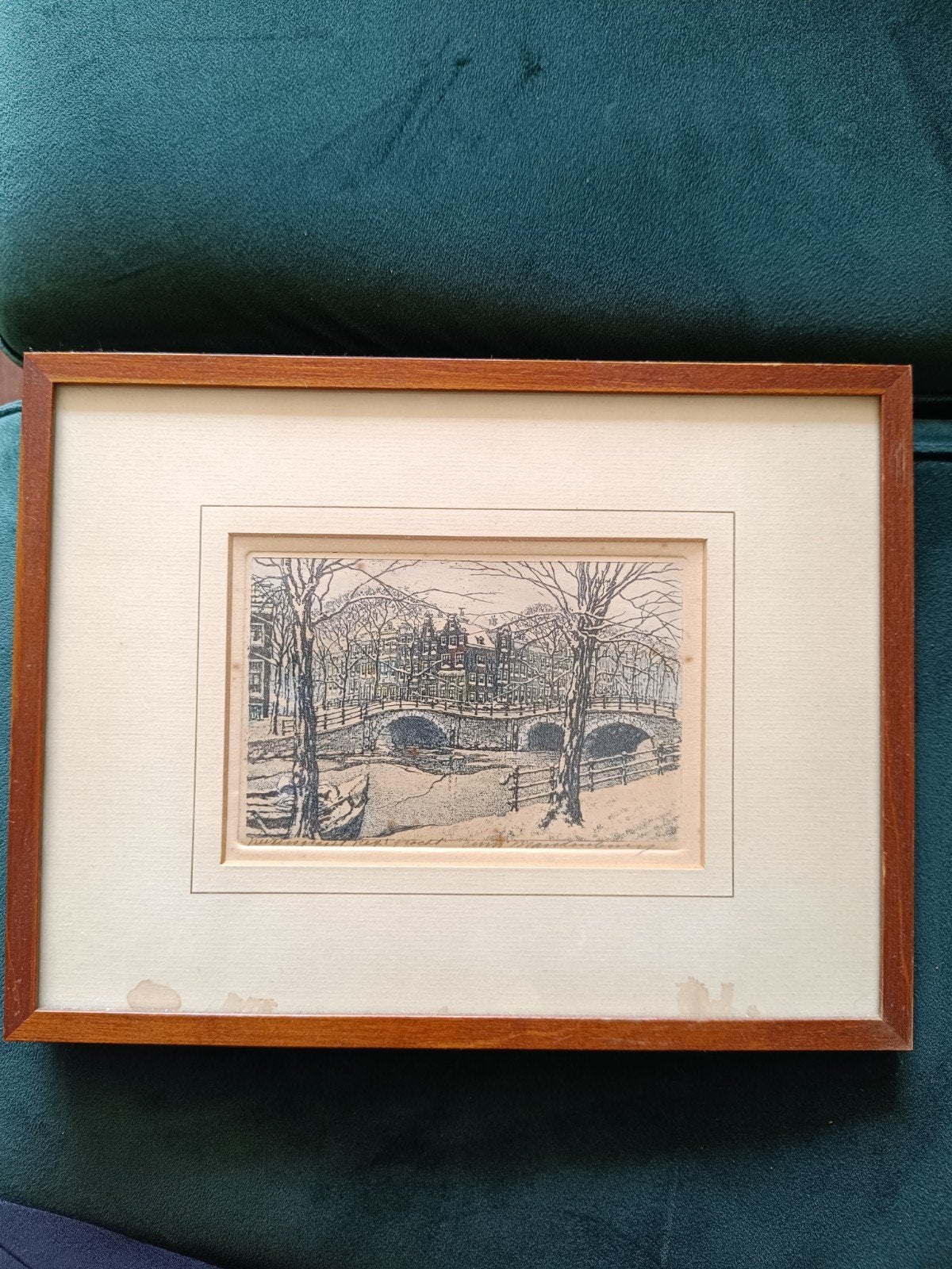 Ets van Brandenburg, een besneeuwd stadsgezicht in Amsterdam, Ets, Stadsgezicht, 1900 - 1949, Gesigneerd