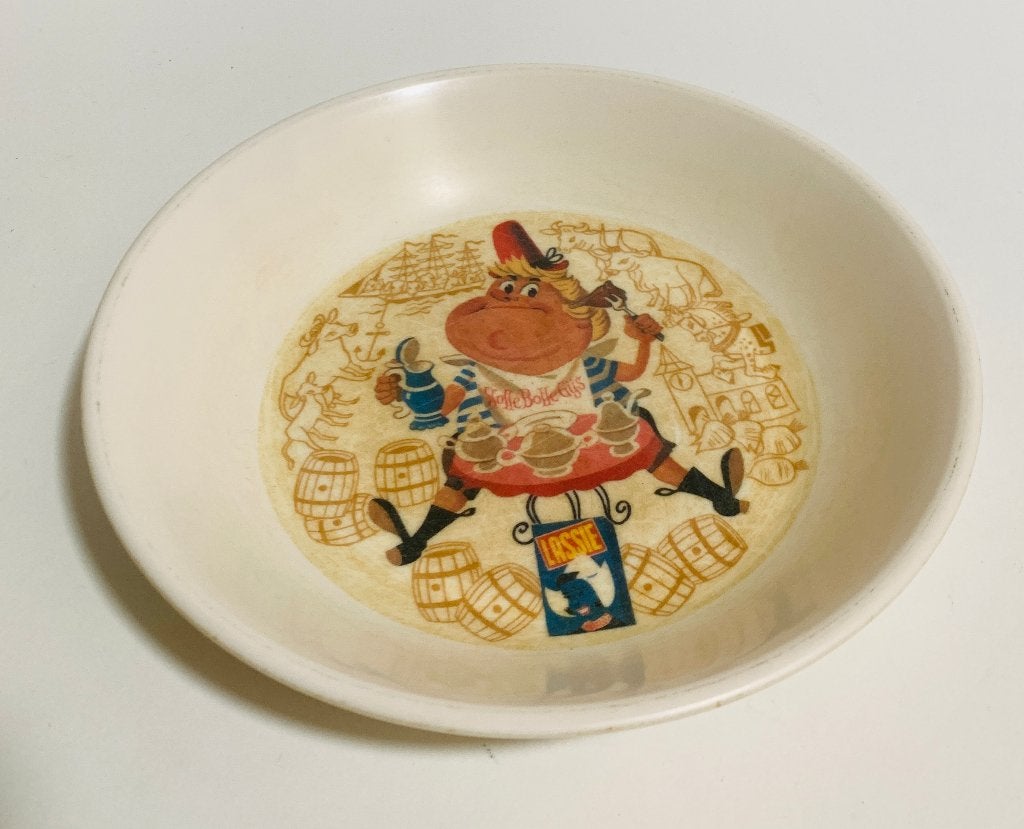 Oud Melamine Diep Bord met Lassie Holle Bolle Gijs, Ophalen of Verzenden, Gebruikt, Gebruiksvoorwerp
