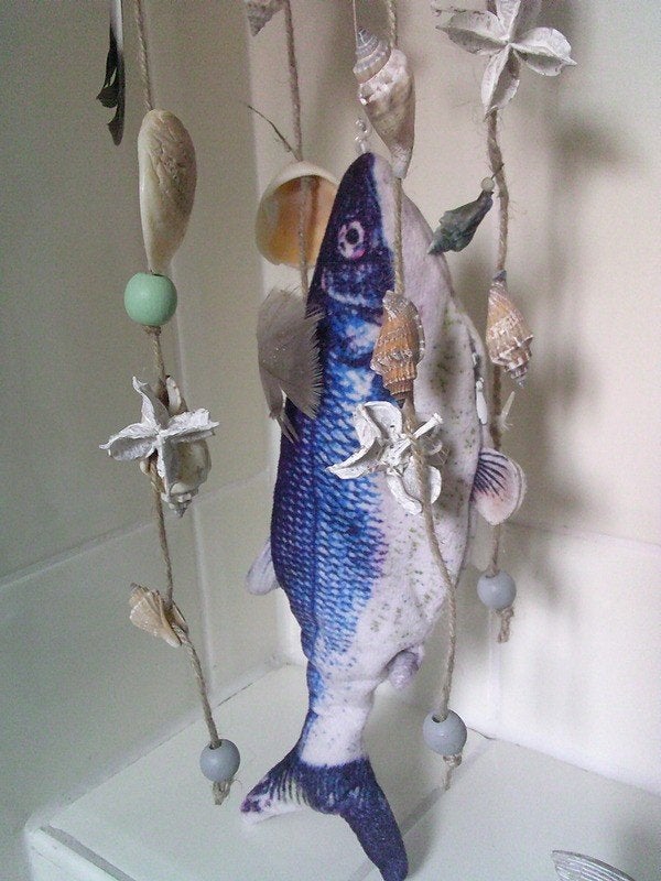 Handmade strand/schelpenhanger met vis dobber en schelpen, Gebruikt, Meerkleurig, Overige stijlen, Ophalen of Verzenden