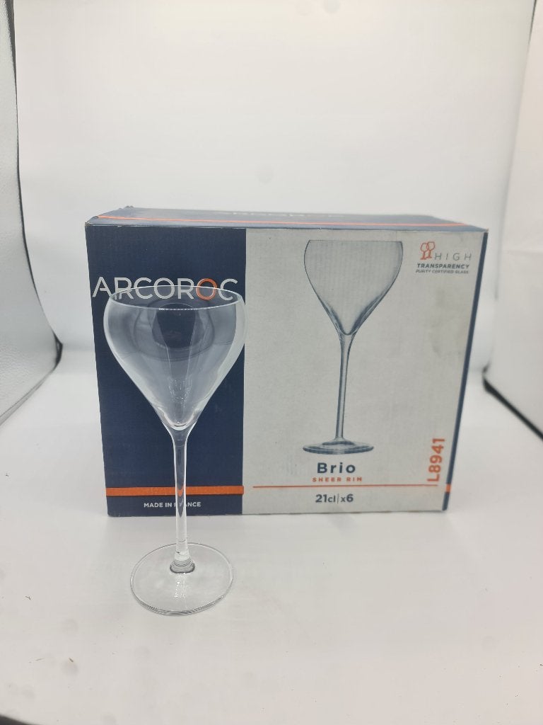6x Arcoroc Brio Sheer Rim Champagne Glazen Flute 21cl Horeca, Ophalen of Verzenden, Nieuw, Overige typen