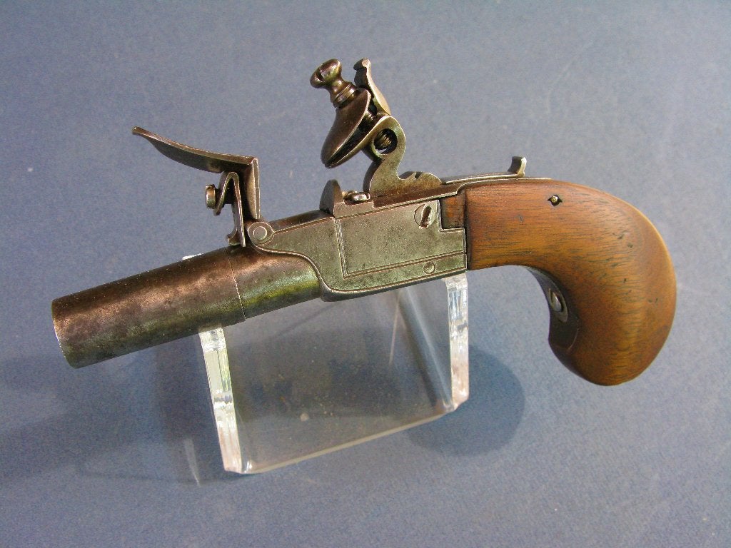 Antiek boxlock vuursteen reis pistool, Ophalen of Verzenden