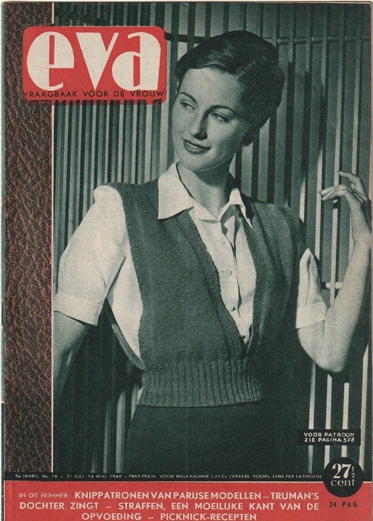 Vintage tijdschrift Eva 1948 n.16 recepten tulband & mode, Verzenden, 1940 tot 1960, Nederland, Tijdschrift