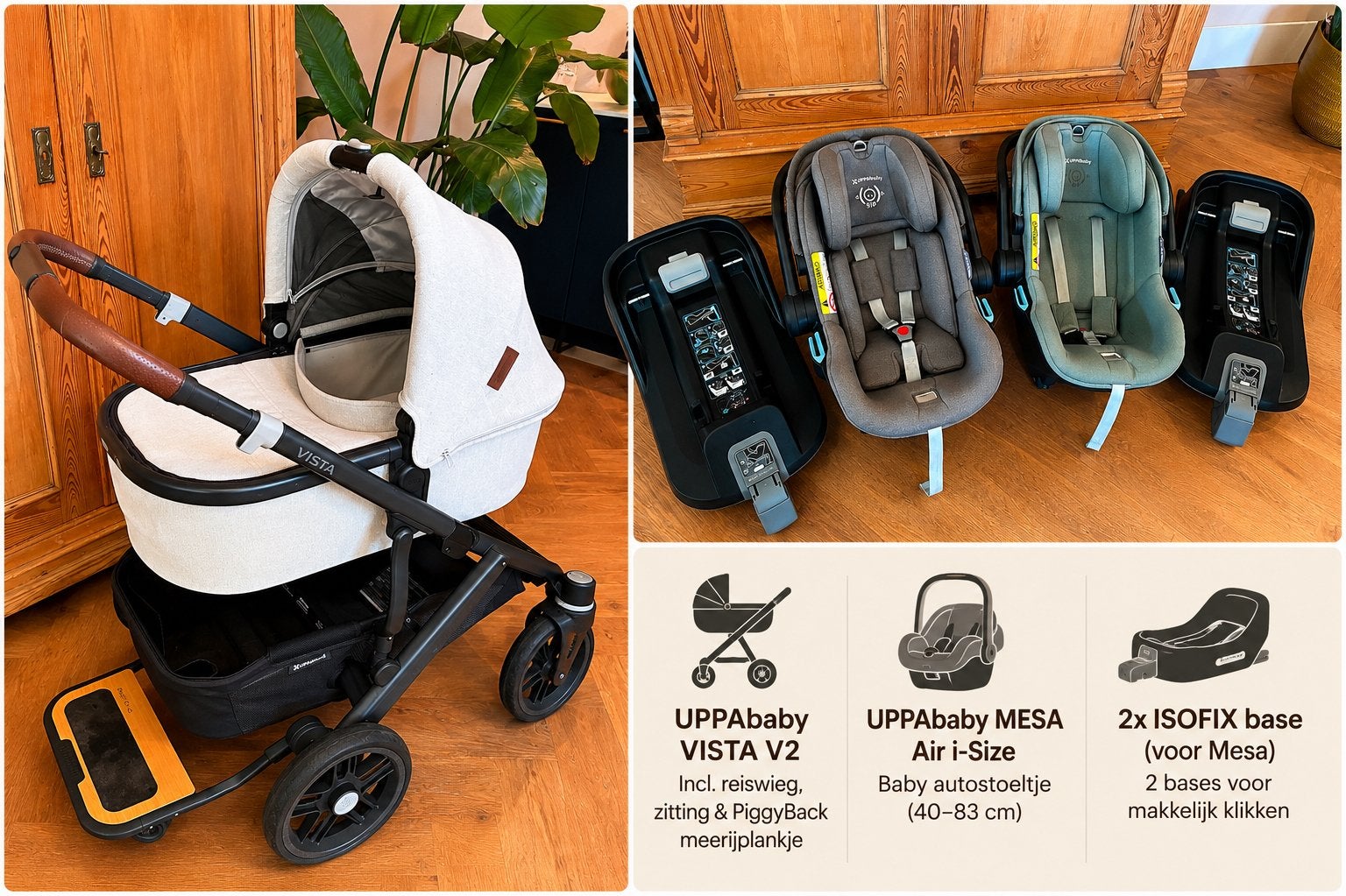 UPPAbaby Vista V2 met reiswieg en autostoeltjes, Kinderen en Baby's, Zo goed als nieuw, Combiwagen, Met autostoeltje, Ophalen