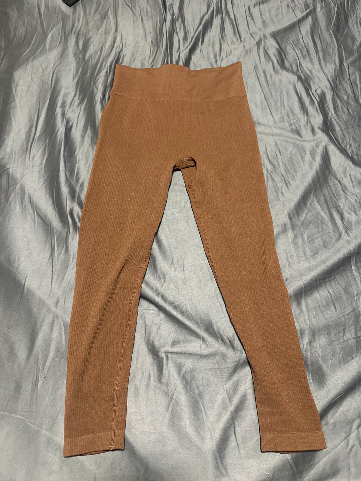 Bruine geribbelde legging - Maat S, Maat 36/38 (S), Bruin, Zo goed als nieuw, Legging