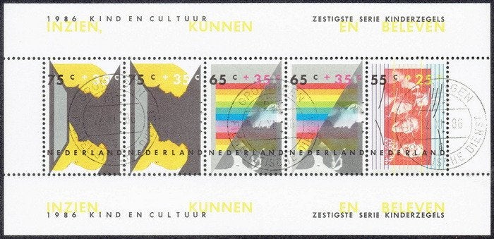 Nederland 1986, kinderzegels, velletje., Postzegels en Munten, Verzenden, Na 1940, Gestempeld