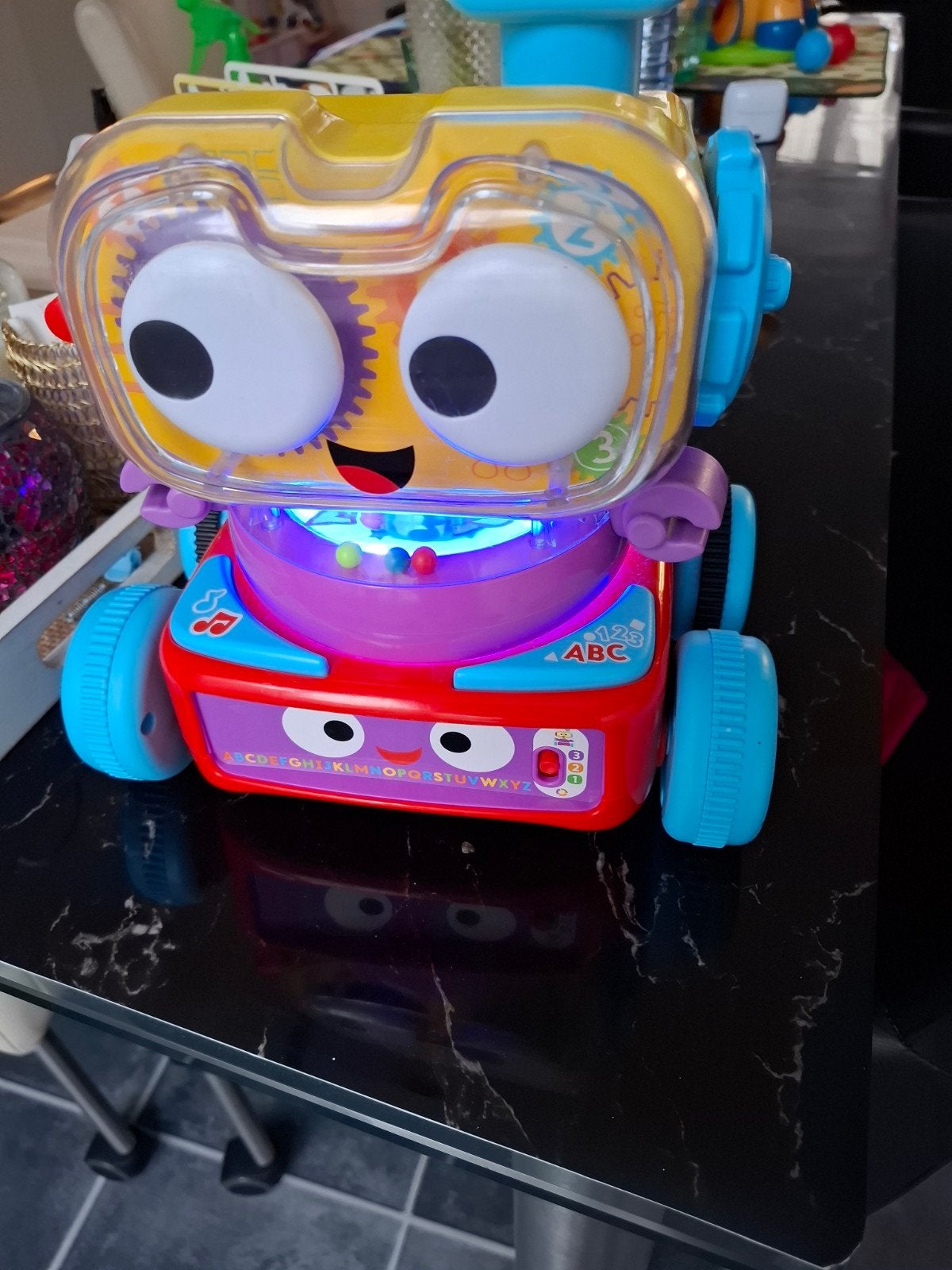 Fisher-Price Leerrobotje met licht en geluid, Ophalen of Verzenden, Zo goed als nieuw, Duw- of Trekspeelgoed, Met licht