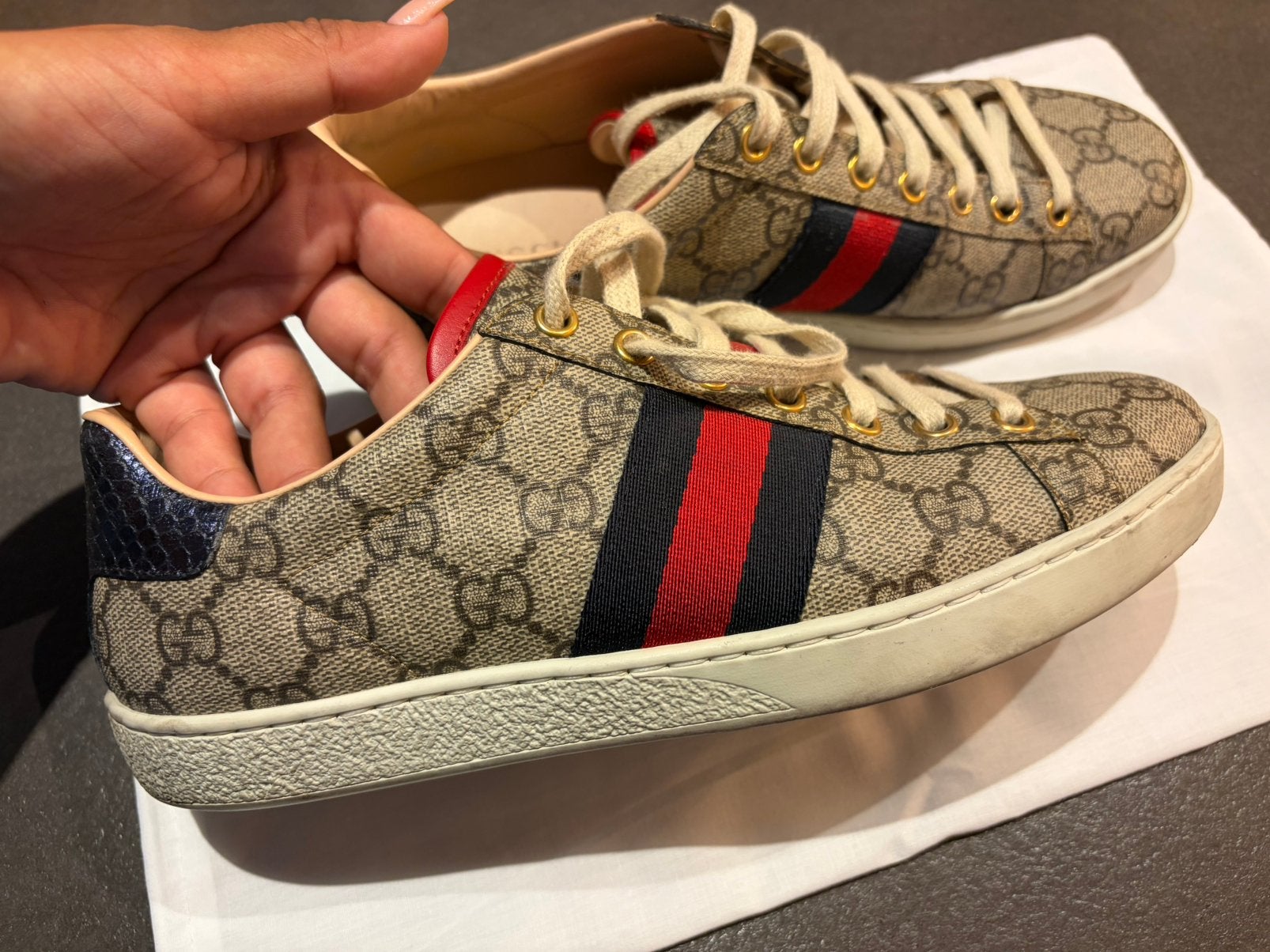 Gucci ace web sneakers, Kleding | Dames, Ophalen of Verzenden, Zo goed als nieuw, Sneakers of Gympen