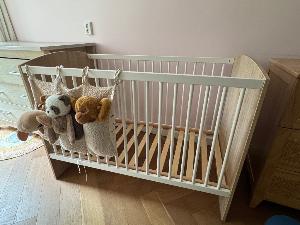Wooden baby Cot (120  60 cm), Ophalen, Eenpersoons, Wit, Zo goed als nieuw
