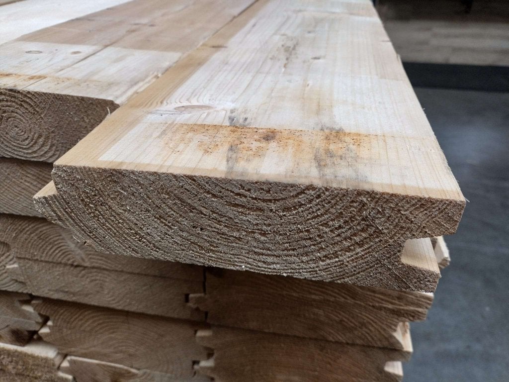 6CM gebruikte vurenhouten damwand planken FSC  wand vuren, Gebruikt, Ophalen of Verzenden, Plank, Vuren