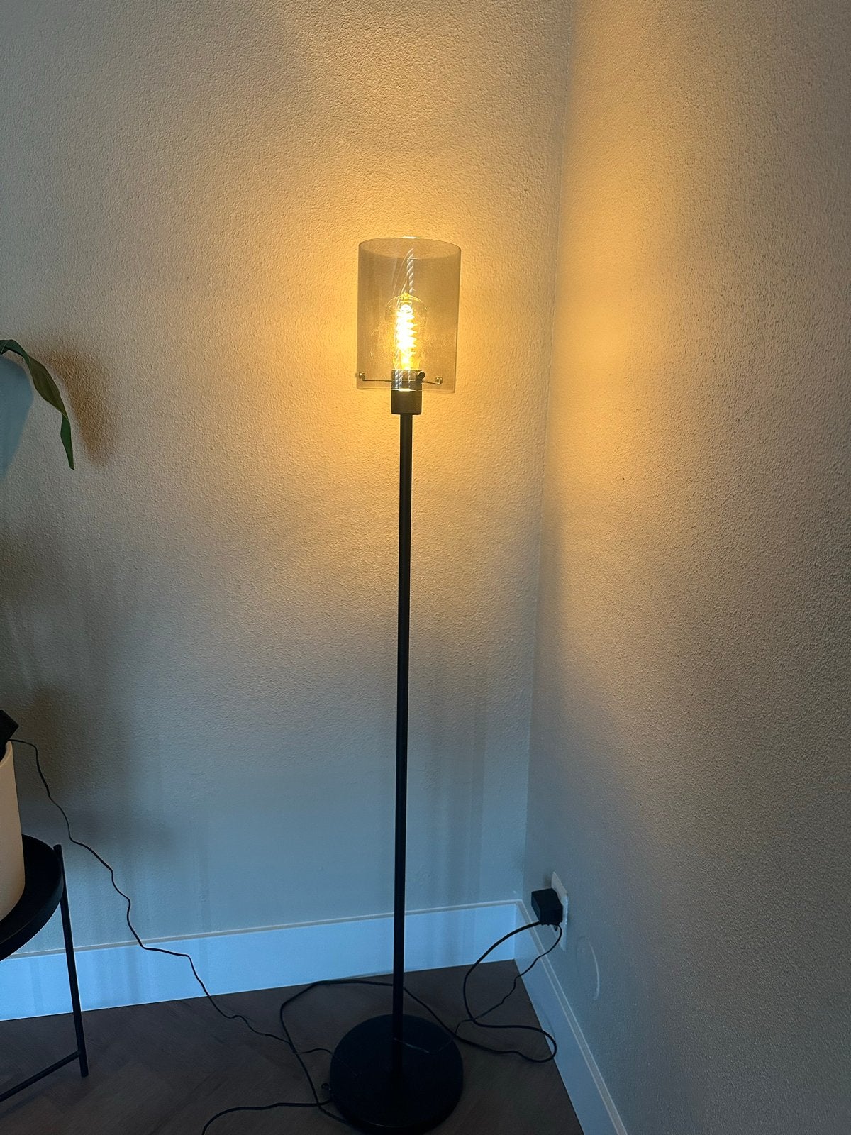 Design vloerlamp zwart met smoke glas – E27 – 148 cm, Ophalen, 100 tot 150 cm, E27 (groot), Glas