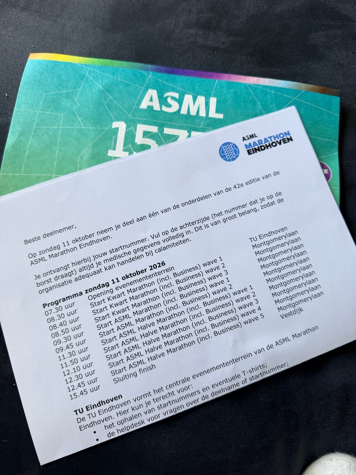 Startbewijs halve marathon Eindhoven, Eén persoon