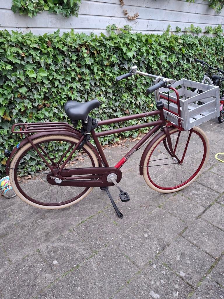 Batavus herenfiets met krat, Ophalen of Verzenden, Gebruikt, Terugtraprem, Batavus