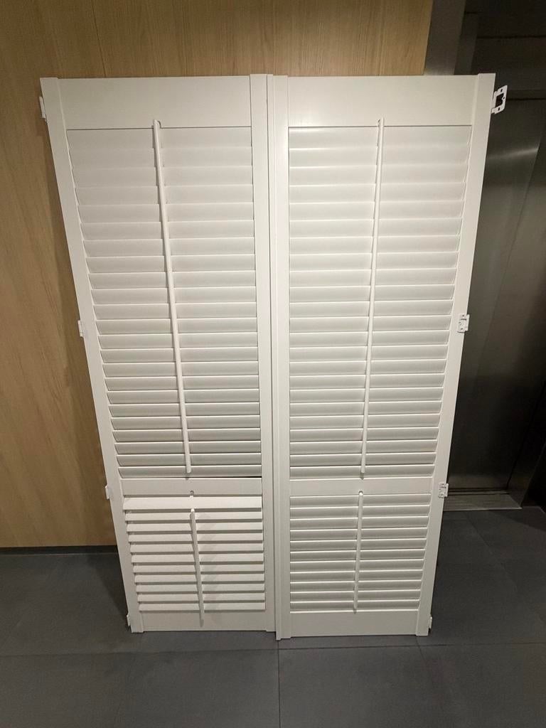 Witte shutters, vouwdeur met lamellen, Ophalen, Gebruikt, 100 tot 150 cm, 200 cm of meer