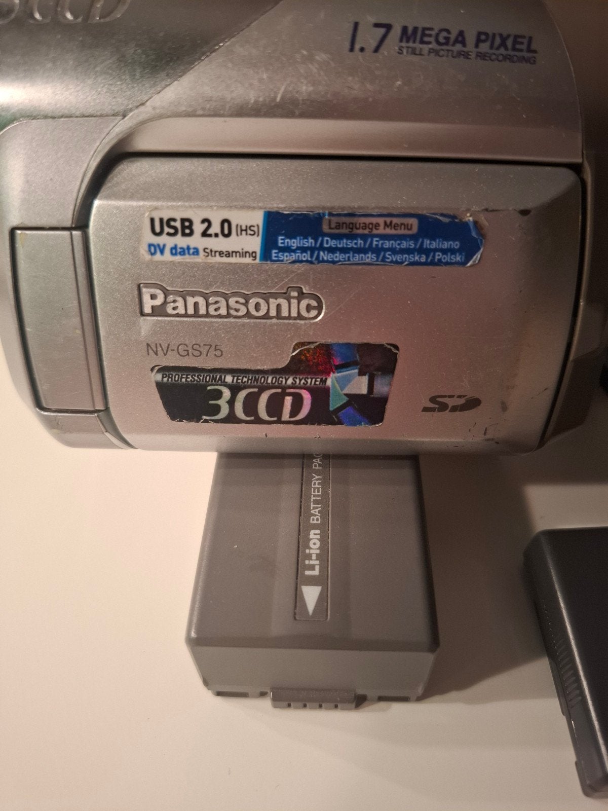 Panasonic NV-GS75 3CCD Video Camera met oplader en 2 accu's, Mini dv, Gebruikt, Panasonic, Ophalen of Verzenden