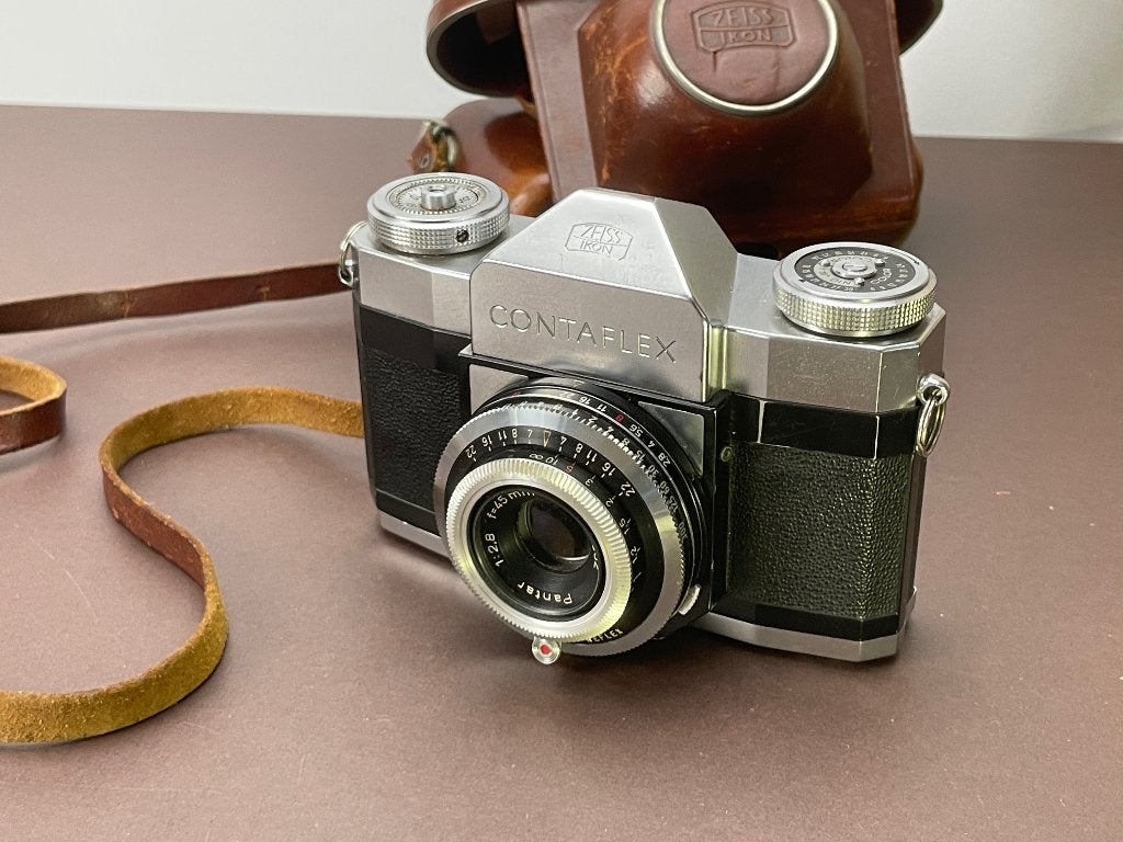 Contaflex I SLR camera & Carl Zeiss Pantar lens, in foedraal, Ophalen of Verzenden, Gebruikt, Spiegelreflex, Overige Merken