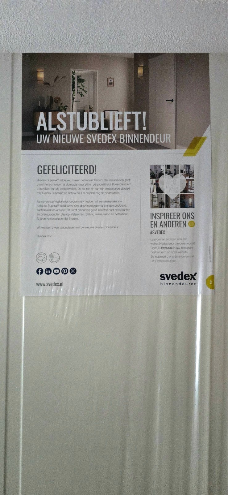 Nieuwe Svedex binnendeur FR552 lijndeur, 80 tot 100 cm, 215 cm of meer, Binnendeur, Zo goed als nieuw