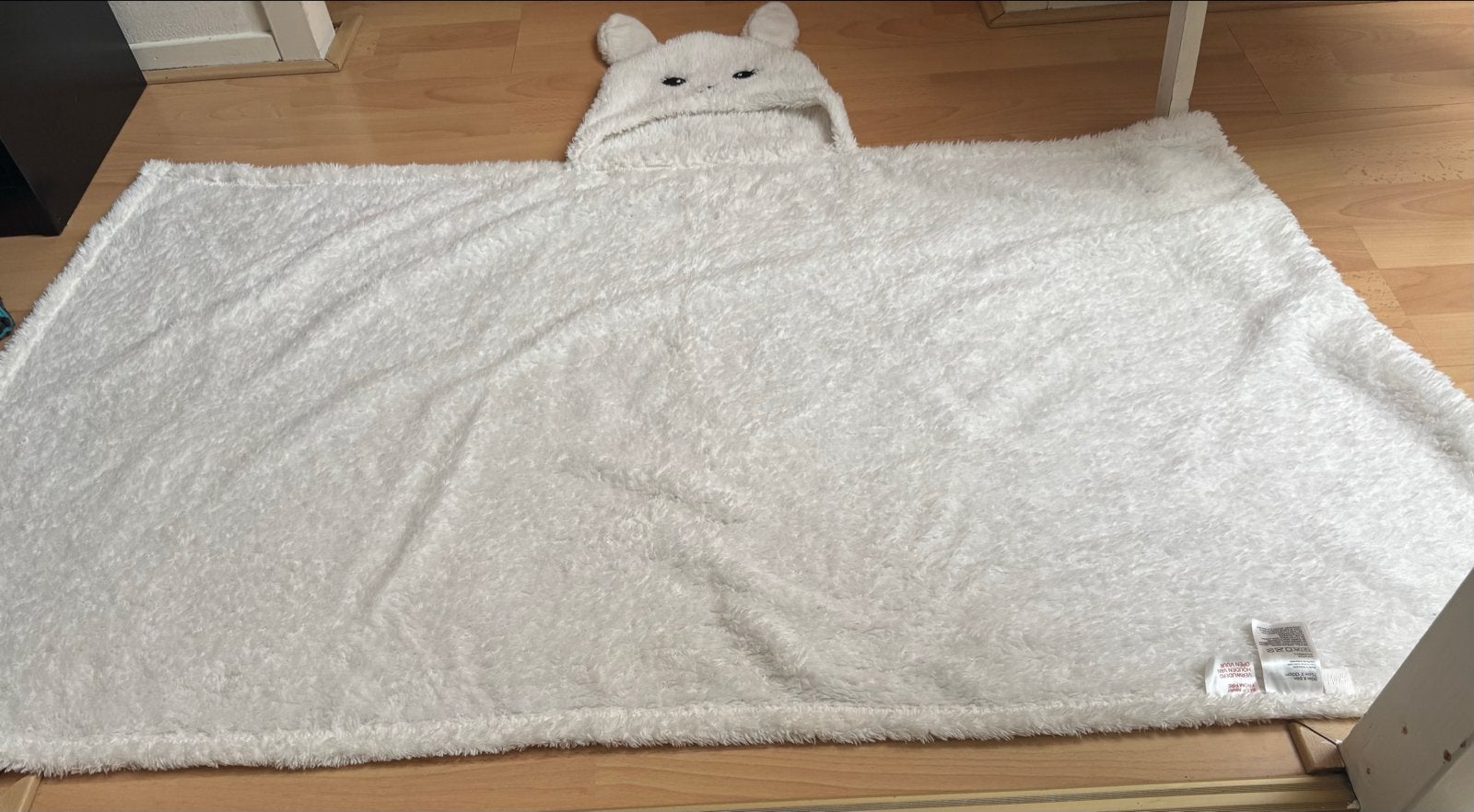 H&M Zachte Witte Deken met Capuchon en Kattenoren, Ophalen of Verzenden, Zo goed als nieuw, Modern, Wit