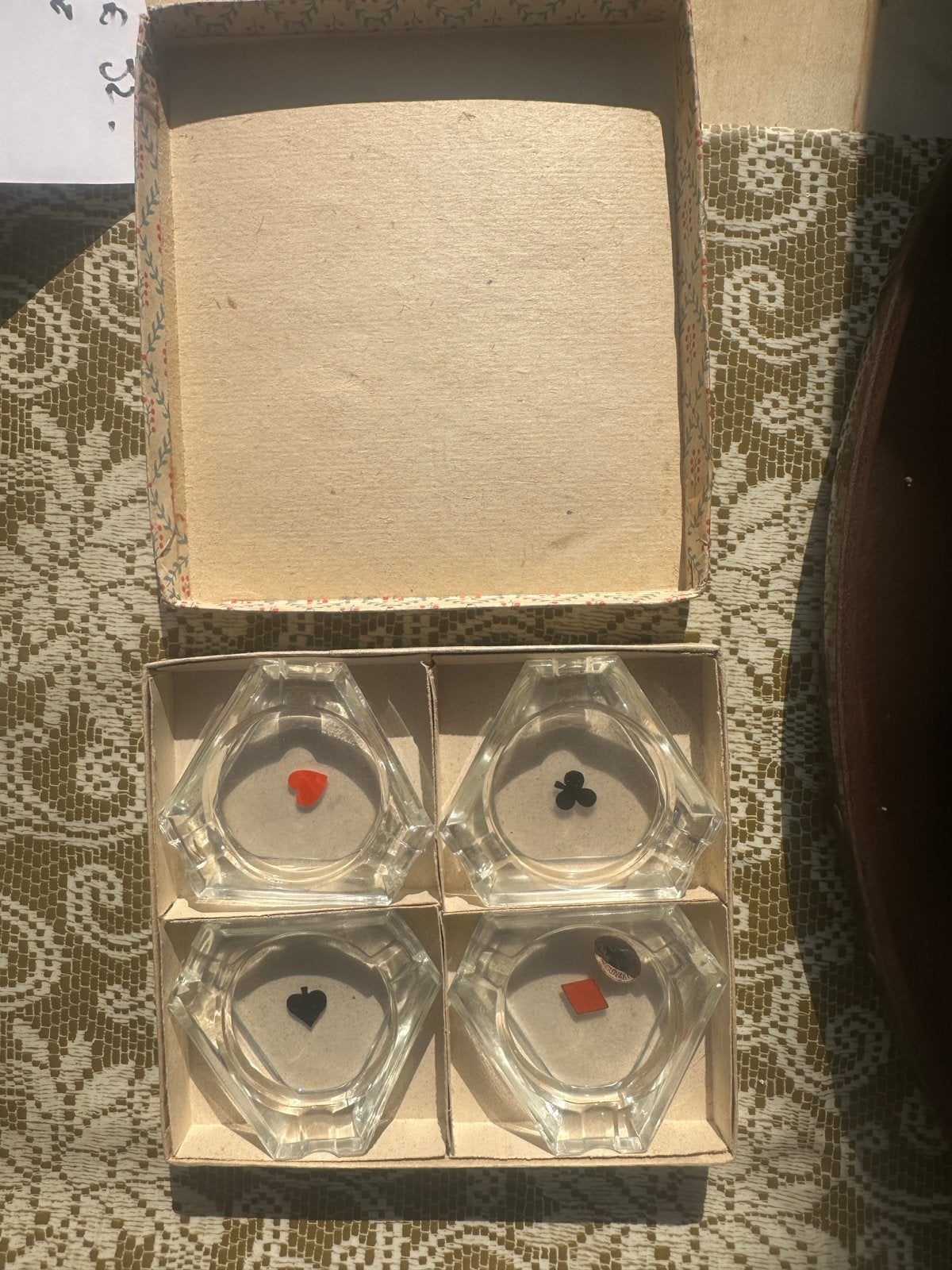 Vintage Glazen Asbakken Set - Speelkaart Symbolen, Ophalen of Verzenden