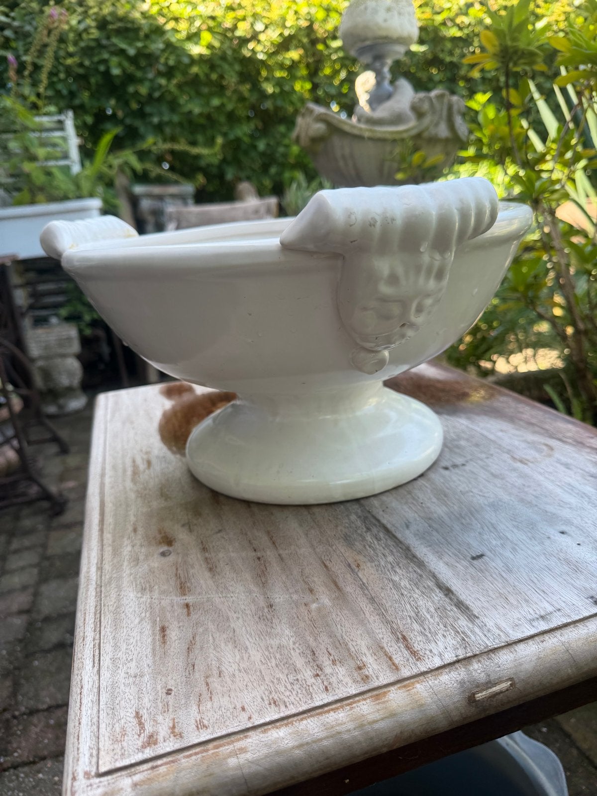Decoratieve Witte Keramische Schaal - Vos Home & Garden, Antiek en Kunst, Ophalen