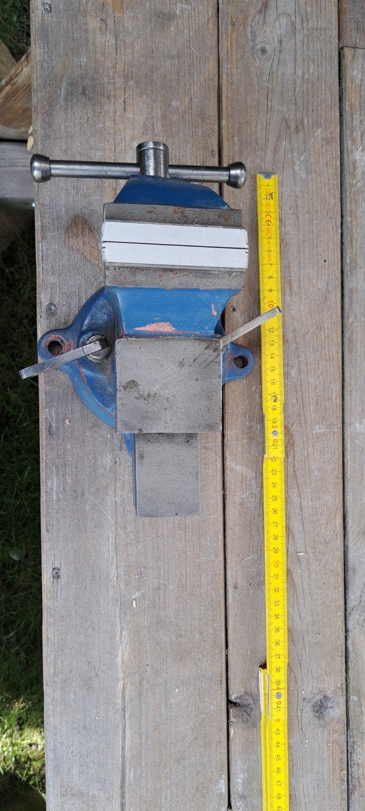 Robuuste bankschroef - 75 mm - Blauw, Doe-het-zelf en Verbouw, Ophalen of Verzenden, Gebruikt, Bankschroef, Overige merken