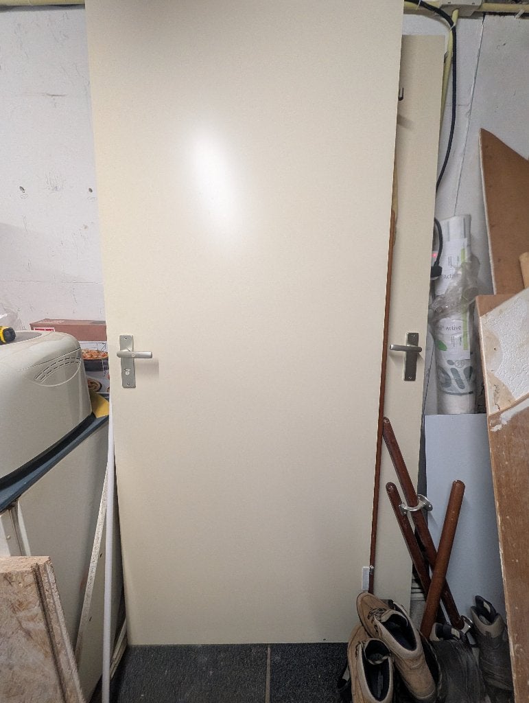 3 Stuks Witte Opdekdeuren met Beslag (Zonder Kozijn) T.E.A.B, Ophalen, Hout, 80 tot 100 cm, Binnendeur