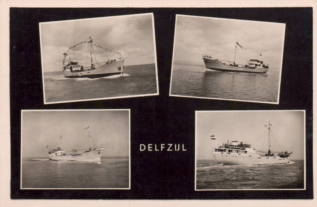 Delfzijl, 4-luik schepen, nieuwe coasters proeftocht op Eems, Ophalen of Verzenden, Voor 1920