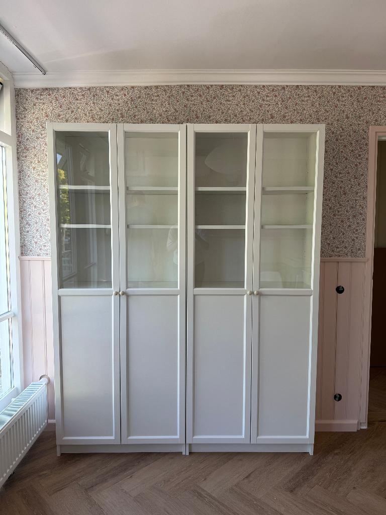 2x IKEA BILLY boekenkast met OXBERG deuren wit, Huis en Inrichting, Kasten | Boekenkasten, Ophalen, Met deur(en), 200 cm of meer