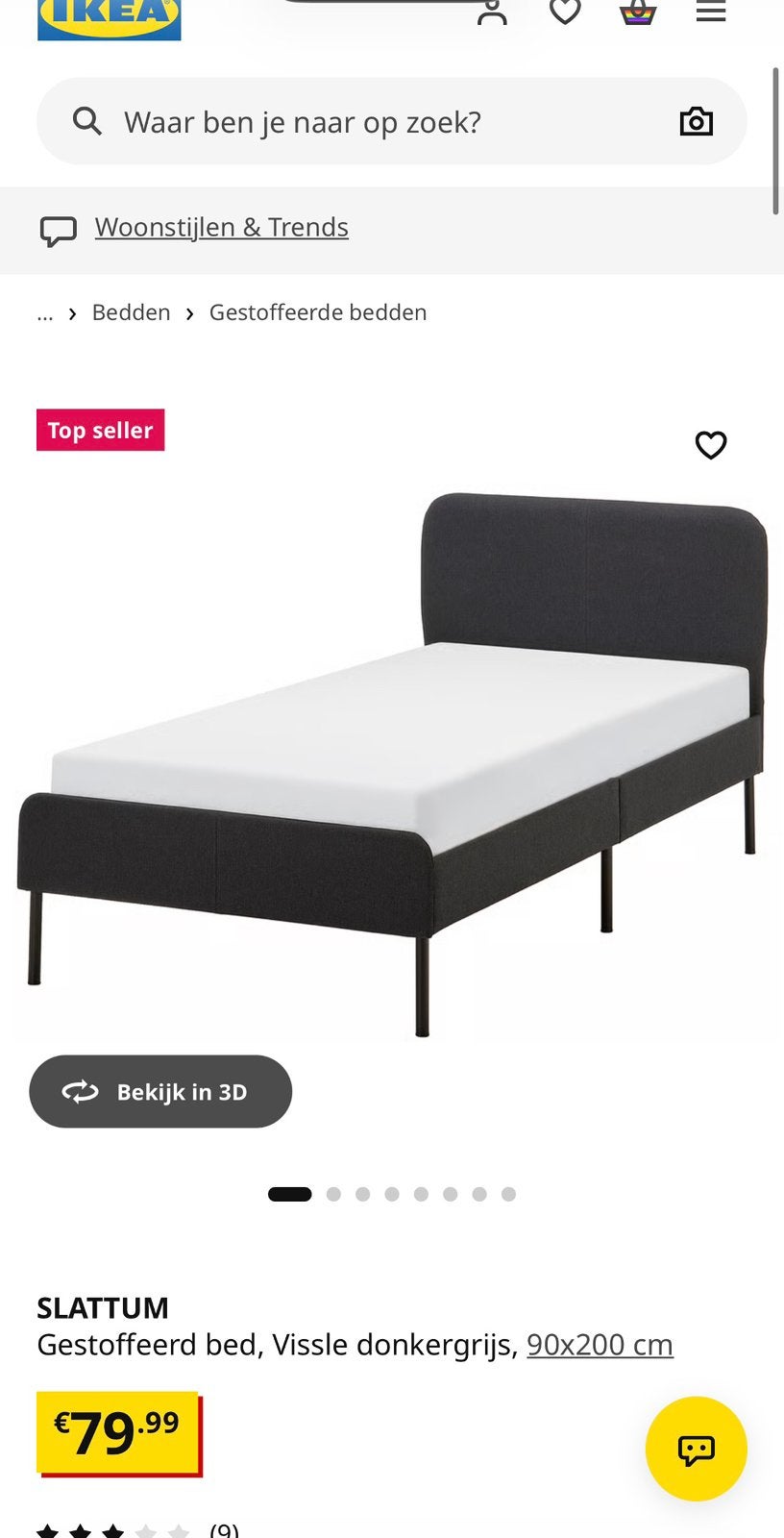 IKEA SLATTUM Bed 90x200 cm Donkergrijs – Nieuw in Doos, 90 cm, Eenpersoons, Nieuw, Ophalen of Verzenden