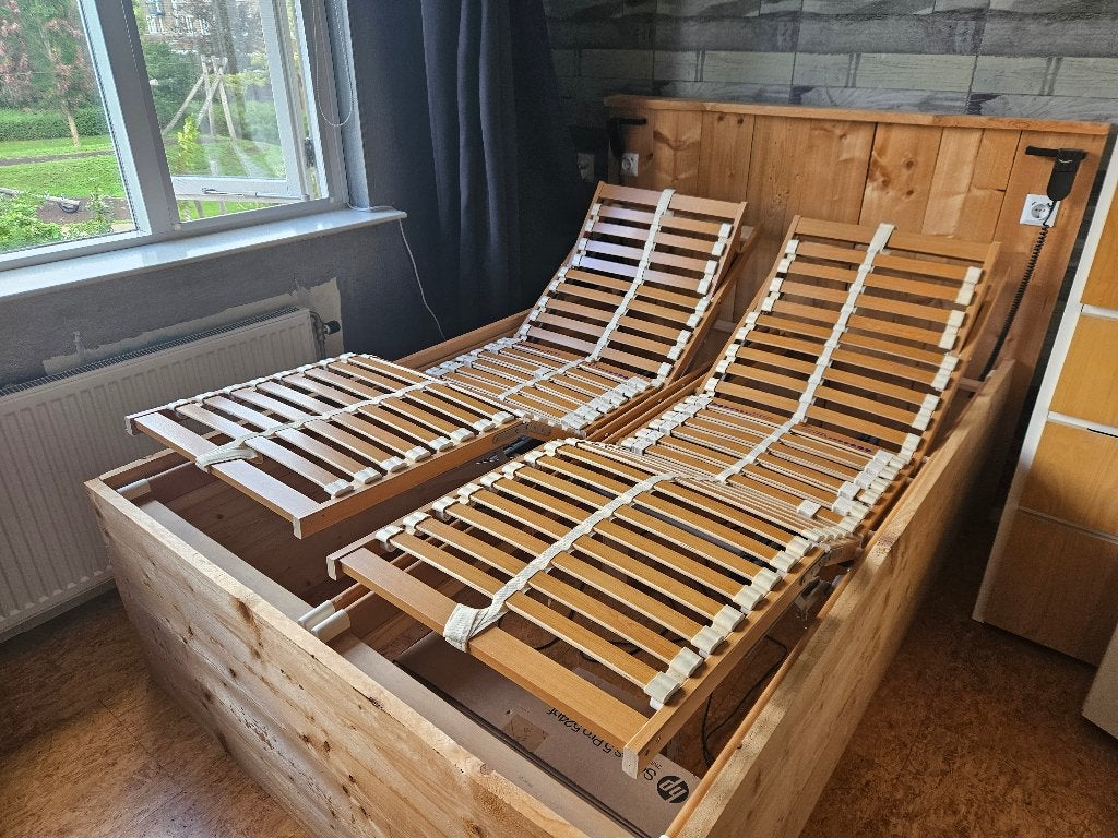 Te koop steigerhout bed, Ophalen, Steigerhout, Tweepersoons, 140 cm